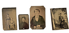 Photographs 4 Tin Type Man w/ Hat Woman w/ Earrings Couple Photos Pictures Vtg picture