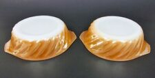 Pair 2 Fire-King Peach Lustre Copper-Tint Danish Swirl Individual Pie Plate Dish picture