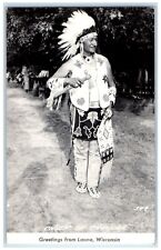 1949 Greetings From Laona Wisconsin WI, Chief Of Thunder RPPC Photo Postcard picture