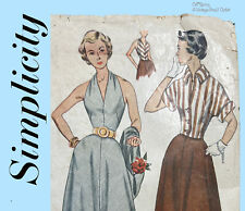 1950s Vintage Simplicity Sewing Pattern 3238 Misses Halter w Jacket Amazing line picture