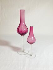Vintage Italian Empoli Cranberry Glass Stemmed Footed Vases picture