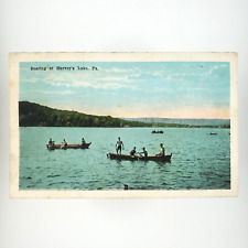 Harveys Lake Pennsylvania Boats Postcard 1920s Luzerne County Swimming A4093 picture