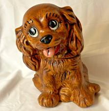Vintage Cocker Spaniel Dog Cookie Jar Hand Painted USA Pottery 1968 picture