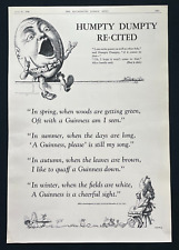 1938 Original Print Ad, Guinness Advert, Humpty Dumpty Re-Cited, Alice Poem picture