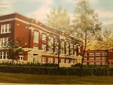 C 1934 Red Brick Senior and Junior High Schools Marinette WI Postcard picture
