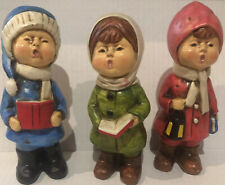 Vintage  Christmas Carolers Ceramic Figurines Japan Set Of 3 Antique Rare 6” picture