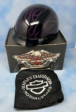 Harley Davidson Vintage 00's Purple Black Flame Motorcycle Helmet Sz XS X-Small picture