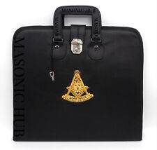Masonic Hand Embroidered Past Master  Masonic Apron Case with Handle [ BLACK ] picture
