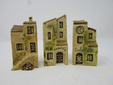 Vtg 3 Solid Miniature Buildings Cave a Vin Ecole Gable Roof  1980's picture