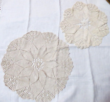 2 VERY PRETTY VINTAGE HANDMADE CROCHET RAYON DOILIES picture