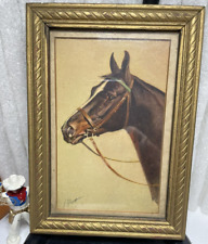 Framed Portrait Of A Horse  by J Rivst Signed Artist ~5.5 in x 3.5in - Postcard? picture
