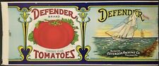 c1913 Defender Tomatoes Label Packing Co Trappe MD Lithograph Simpson & Doeller picture