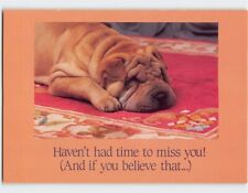 Postcard I Miss You Greeting Card with Quote and Dog Picture picture