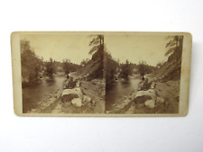 Easton PA Bushkill Creek Old Stone Bridge Mt. Jefferson Stereoview c1870 Albumen picture