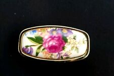 Vintage Gold Tone Lipstick Holder / Mirror Ring White w/Flowers Made In Japan picture