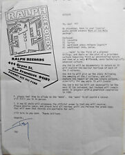 Jay Clem SIGNED letter 1981 & attachments  - original member of The Residents. picture
