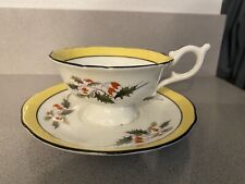 Coalport Bone China Made In England Yellow Holly Pattern Cup And Saucer picture