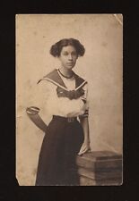 Antique Edwardian RPPC  Lovely Young Lady In Sailor Style Dress 1911 Unposted picture
