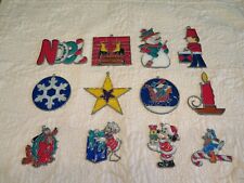 Lot of 12 Faux Stained Glass Christmas Ornaments Mickey Donald Pluto.. + Misc.   picture