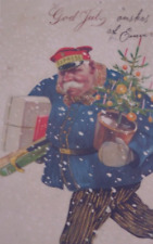 1904 Santa Claus Blue Robe Mailman Antique Vintage Christmas Postcard Germany picture