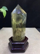 650g Natural citrine quartz Obelisk white Cystal Point Wand Tower + Stand gift picture