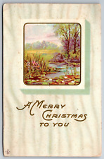 Merry Christmas Water Lilies Trees 1917 Green Village NJ Sunday School  Postcard picture