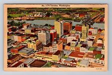 Tacoma WA-Washington, Aerial Of Town Area, Antique, Vintage Souvenir Postcard picture