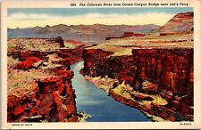 Colorado River From Grand Canyon Bridge~Lee’s Ferry~VTG~Linen Postcard~KB2 picture