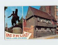 Postcard Statue and House of Paul Revere Boston Massachusetts USA picture