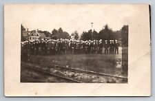 RPPC Group of RailRoad Guys with White Caps at RR Stop VTG UNP C.1920's Postcard picture