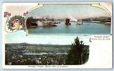 c1905's Portland Oregon OR Portland Harbor Ferry Mount Hood In Distance Postcard picture