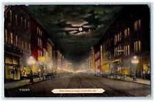 1917 Main Street  Shops Scene At Night Evansville Indiana IN Posted Postcard picture