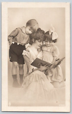 Beautiful Artistic RPPC Postcard~ Mother Reading To Children picture