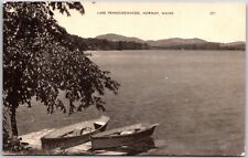 Norway ME-Maine, Lake Pennesseewassee View Row Boats Tree Lined Vintage Postcard picture