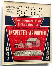 1947 - 1948 PA Car Inspection Stickers - NEW - Authentic State Issued - Perfect picture