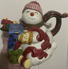 Fitz And Floyd Snowman 1995 Hand Painted Frosty Folks Christmas Teapot Retired picture