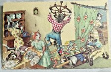 Alfred Mainzer Cats Postcard Colorprint B Special 2281/6 Packing House Mayhem picture