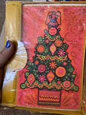Vintage Christmas Tree Cards, Box 20 New Cards Envelopes, Embossed Grand Award picture