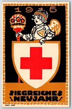 Postcard WWI German Propaganda Red Cross Victorious New Year 1916 Gretl Hess AP2 picture