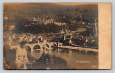 Heidelberg Germany Beautiful City View Man & Woman Dining ANTIQUE Postcard picture