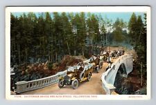 Yellowstone Park WY-Wyoming, Chittenden Bridge, Auto Stages Vintage Postcard picture