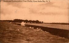 Breakwater Looking Toward Point Charles, Great Sodus Bay, New York NY Postcard picture