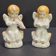 Vintage Japanese Porcelain Christmas Angel Figurine 4'' Decorative - Set Of 2 picture