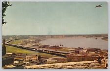 Intercity Viaduct Missouri River Bend Kansas City VTG Chrome Postcard Airplane picture