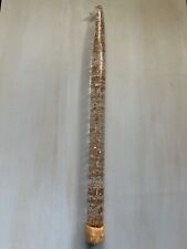 One Vintage MCM Lucite Acrylic Candle Stick Clear Bronze LeafFlakes 12 Inches picture