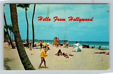 Hollywood FL-Florida, Golden Sands, Blue Waters, c1972 Vintage Postcard picture