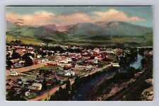 Steamboat Springs CO-Colorado, Aerial Town View, Yampa River, Vintage Postcard picture