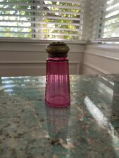 VICTORIAN ANTIQUE CRANBERRY CUT GLASS SUGAR SHAKER MUFFINEER with Brass Top picture