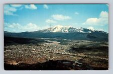 Flagstaff AZ-Arizona, Aerial View of City, San Francisco Peaks, Vintage Postcard picture