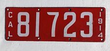 1914 California Porcelain License Plate, No Chips, No Rust Marks. picture